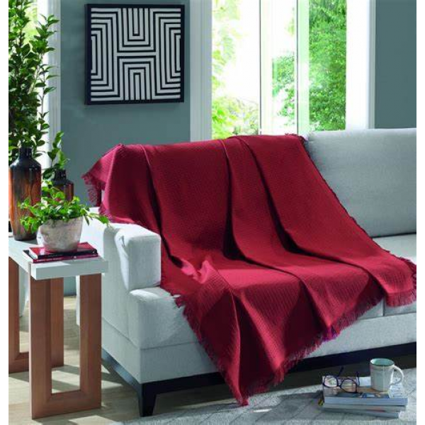 MANTA DE ALGODAO MARROCOS LISO 1,50M X 1,20M AM 4941 Vermelho