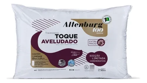 48CM X 68CM-TRAVESSEIRO TOQUE AVELUDADO - 100 ANOS - BRANCO