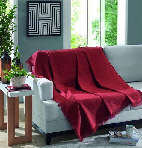 MANTA DE ALGODAO MARROCOS LISO 1,50M X 2,10M AM 4941 Vermelho