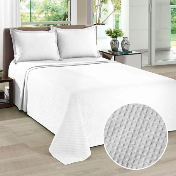KIT COLCHA CASAL KING AM 1558 LISO C/3 PCS 1 2,50M X 2,80M + 2 70CM X 50CM S/ESTAMPA Natural